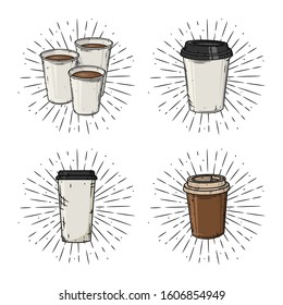 Set of coffee cup isolated on white background. Cartoon coffee cup set