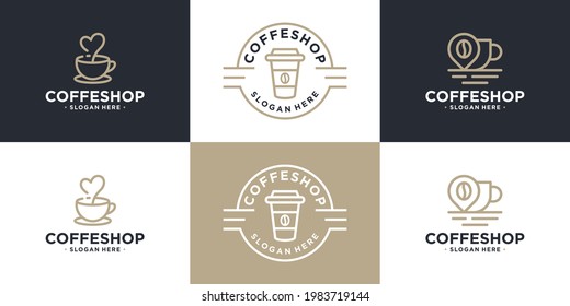 Set of coffee cup logo design template. Creative icon logo for product, store or cafe.