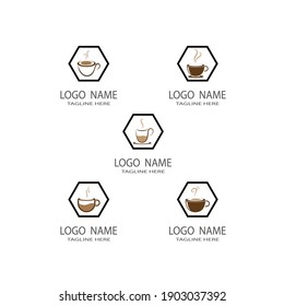 Set Coffee cup Logo Template vector icon design
