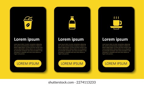 Set Coffee cup, Milk bottle and Iced coffee. Business infographic template. Vector