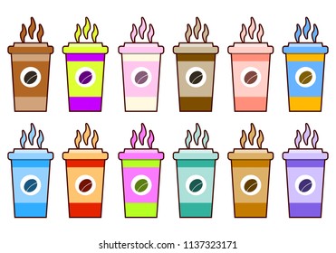 Set of Coffee Cup - Mockup template for Cafe, Restaurant brand identity design. Disposable plastic and paper template for Hot Drinks vector illustration