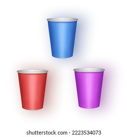 Set of Coffee Cup - Mockup template for Cafe, Restaurant brand identity design. Cardboard Coffee Cup Mockup. Disposable plastic and paper tableware template for Hot Drinks