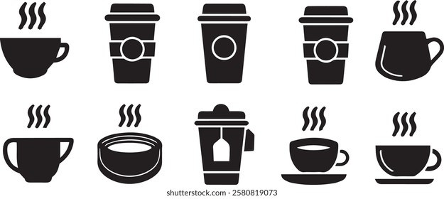 Set Of Coffee Cup and Mug With White Background 