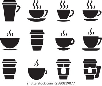 Set Of Coffee Cup and Mug With White Background 