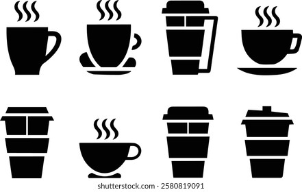 Set Of Coffee Cup and Mug With White Background 