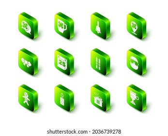 Set Coffee cup with snowflake, Merry Christmas ringing bell, Snowflake, Ski goggles, Mulled wine, and sticks, house and Burning candle icon. Vector