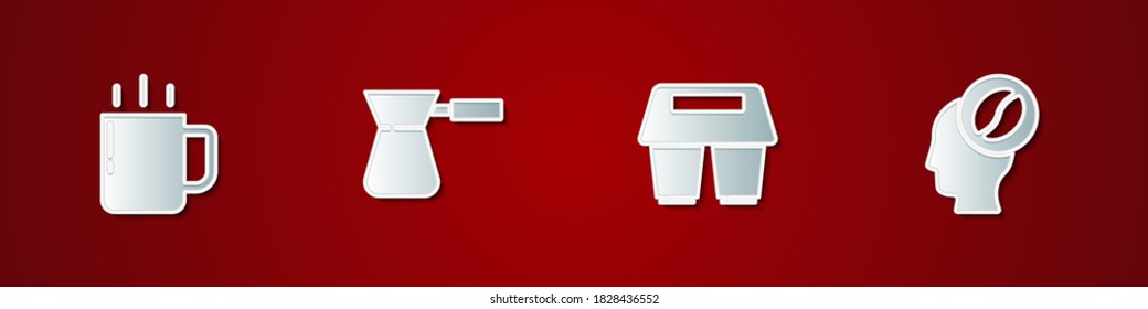 Set Coffee cup, turk, to go and Barista icon. Vector.