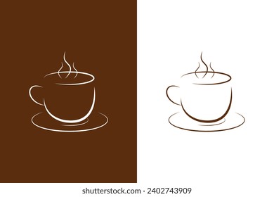 Set of Coffee cup vector. Flat style coffee cup. Silhouette of coffee in a cup. Cup logo