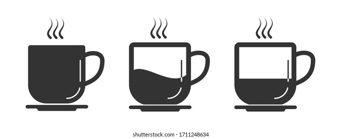 Set of coffee Cup vector icons. Simple stock design isolated on a white background for websites and apps