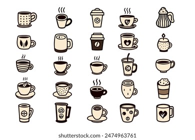 juego de Ilustración vectorial de taza de café