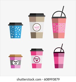 Set of coffee cup vector illustration.