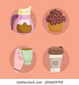 serie de dibujos animados de café y bizcocho