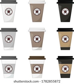 Set of coffee cups for cafe menu. Vector illustration elements in flat style