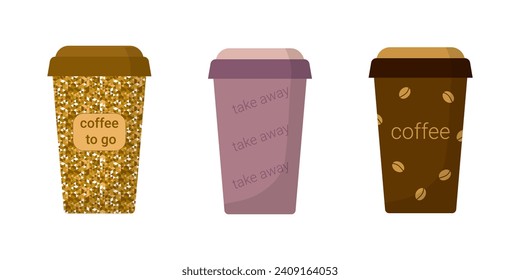 Set of coffee cups isolated on a white background. Vector illustration