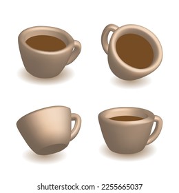 Set of coffee cups. Isolated vector 3D objects on white background
