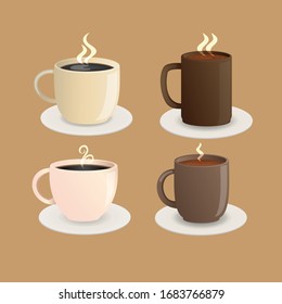 Juego de tazas de café. Ilustración vectorial del menú Café.