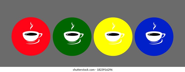 Conjunto de tazas de café sobre un fondo colorido, ilustración vectorial