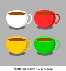 set  coffee cups  on a gray background.