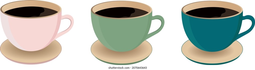 Set of coffee cups. Vector illustration. Coffee mug in flat style