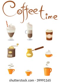 set of coffee design elements