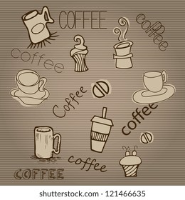 Set of coffee design  elements on vintage background