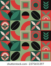 Set of coffee design posters. Poster template, coffee tones, geometric pattern. Vector drawing, design elements.