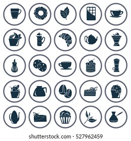 Set of coffee and dessert simple icons for web and mobile