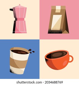 set of coffee in different presentations