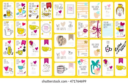 set of coffee discount cards. template for your design