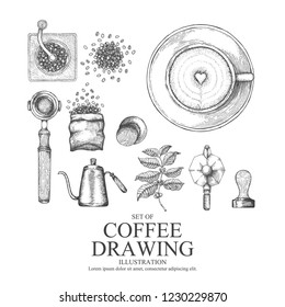 Set Of Coffee Drawing Illustration