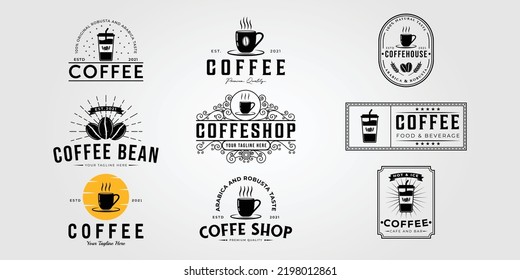 set of coffee drink or coffeehouse or shop logo vector illustration design