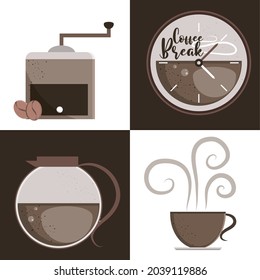 set of coffee drinks designs