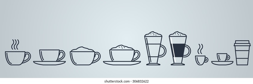 set of coffee drinks icons