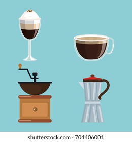 set of coffee elements and accessories concept