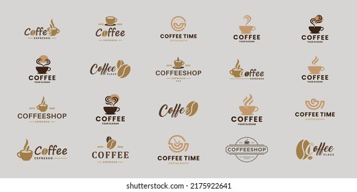 set of coffee emblem, coffee badge logo design inspiration.