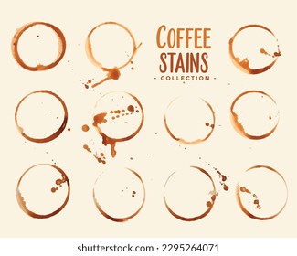 set of coffee glass or cup stains vector