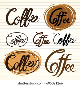 Set of coffee hand written lettering logos, labels, badges. Modern brush calligraphy ,vector illustration
