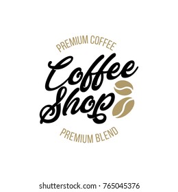 Set of Coffee hand written lettering logo, label, badge, emblem. Modern brush calligraphy. Vintage retro style. Isolated on black background. Vector illustration.