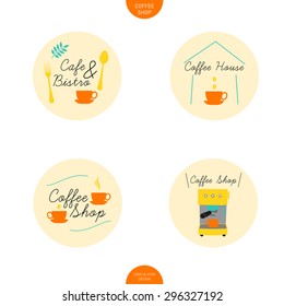 Set of coffee house badges labels logo Design templates