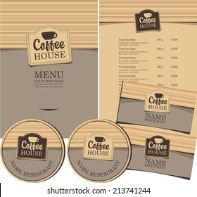 set for the coffee house menu, business cards and coasters for drinks
