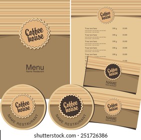 set for the coffee house menu, business cards and coasters for drinks