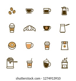 Set Coffee Icon Flat