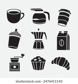 set de café icono bueno para el Diseño gráfico 