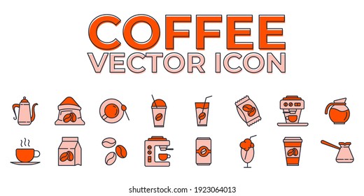 Set of Coffee icon. Coffee pack symbol template for graphic and web design collection logo vector illustration