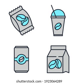 Set of Coffee icon. Coffee pack symbol template for graphic and web design collection logo vector illustration