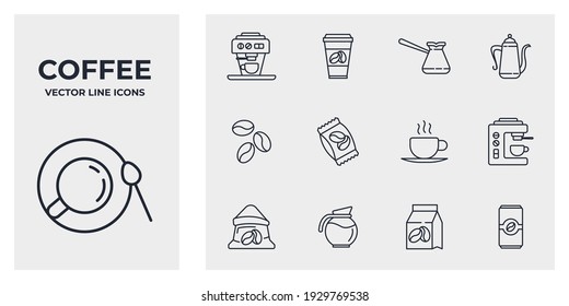 Set of Coffee icon. Coffee pack symbol template for graphic and web design collection logo vector illustration