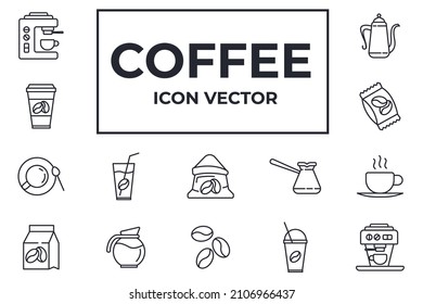 Set of Coffee icon. Coffee pack symbol template for graphic and web design collection logo vector illustration