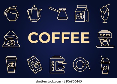 Set of Coffee icon. Coffee pack symbol template for graphic and web design collection logo vector illustration