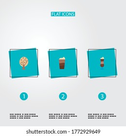 Set von Kaffeesymbole flache Symbole mit Mocha, Baum, Latte und anderen Icons für Ihr Web-Mobile App-Logo.