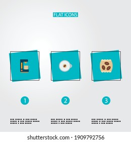 Set of coffee icons flat style symbols with espresso, coffeemaker, instant and other icons for your web mobile app logo design.